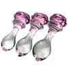3pcs Rose Flower Glass Anal Plug Vaginal Anus Beads Butt Plug Adult Dildo for Anal Massage Masturbation Sex Toy for Men Women