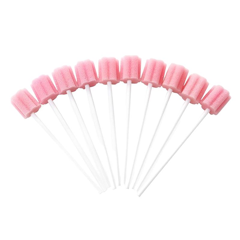 100Pcs/set Disposable Oral Care Sponge Sticks Oral Swabs Single Use Disinfectant Stick Plum Blossom Shape Cleaning Accessories