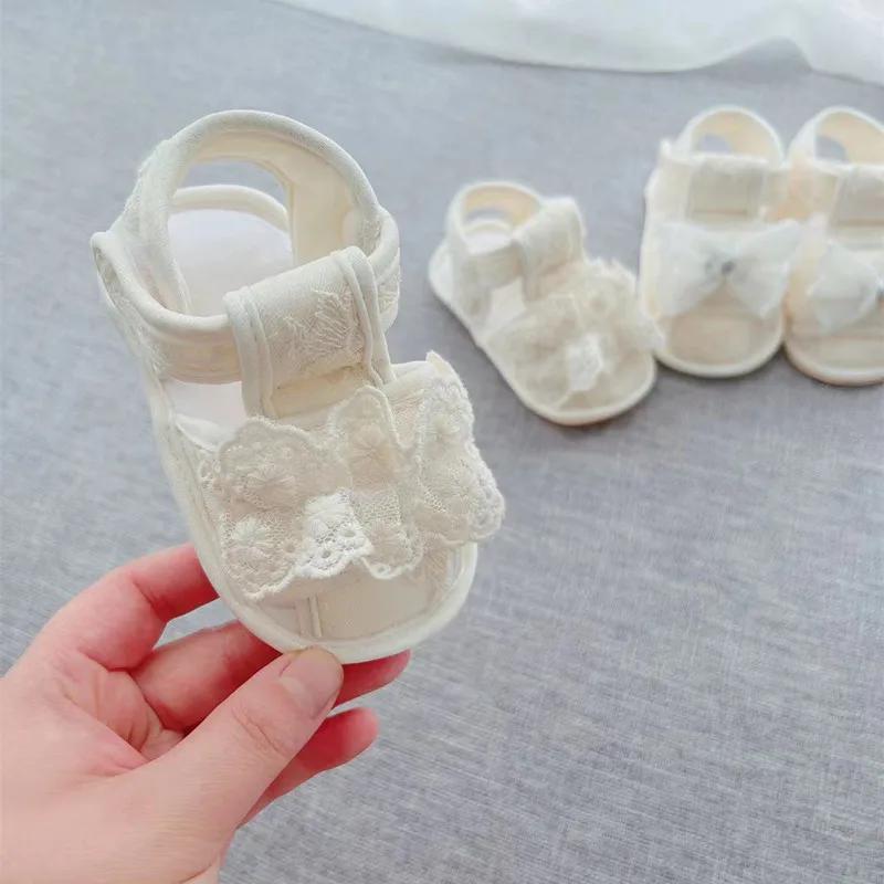 2024 New Breathable Cute Bow Summer Baby Girls Sandals Toddlers Soft Sole Flat Shoes Outdoor Indoor Prewalker