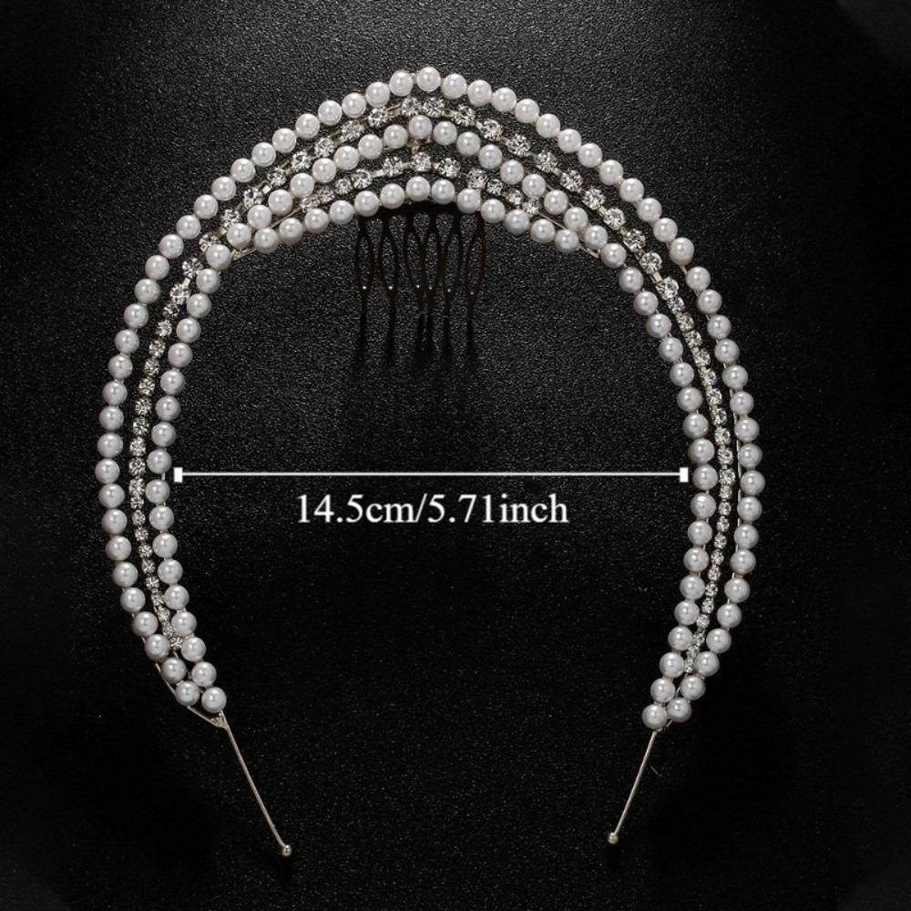 Rhinestones Princess Crown Headband Elegant European Hairband Pearl Headwear  Bridal Accessories