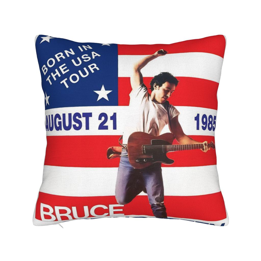 Bruce The E Street Band Springsteen Square Pillow Cases Rock USA 80s Cushion Cover Custom Decorative Pillowcase for Sofa 45x45cm