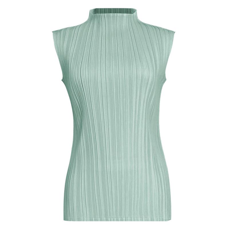 Miyake 2025 Sommer Damen Slim Ärmellos Stehkragen Weste - Vielseitiges Basic-Top