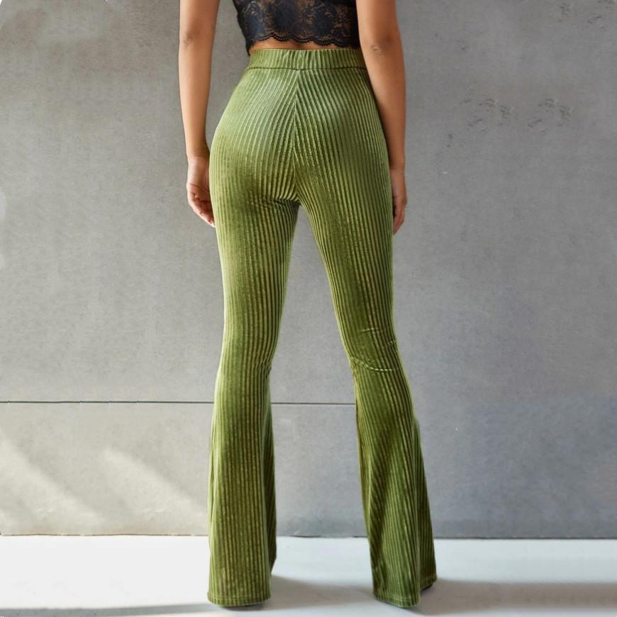 Nové stylové kalhoty pro ženy Slim Fit Vintage Fashion Flare Kalhoty s vysokým pasem Elastické kalhoty