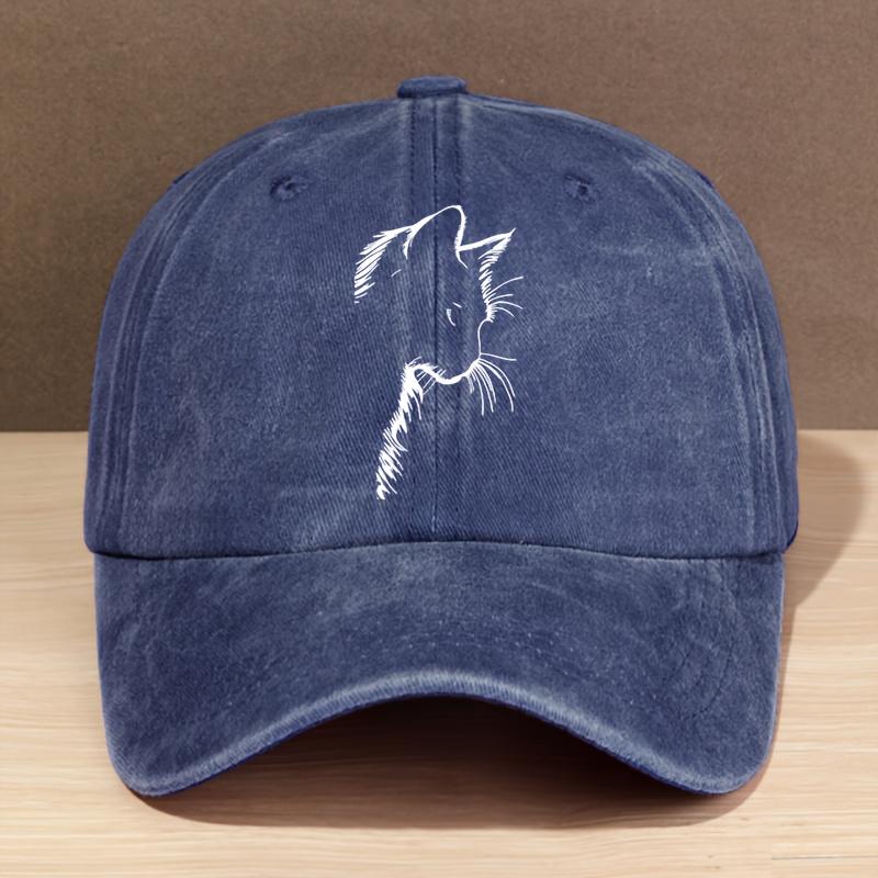 

Men s and women s fashionable hollowed out cat pattern baseball cap truck driver cap outdoor sports camping fishing Adjustable темно-синього кольору