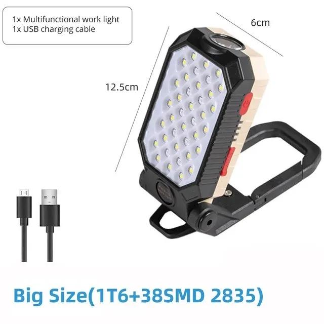High Power LED Flashlight Rechargeable COB Work Light Adjustable Waterproof Camping Lantern Magnet With Power Display