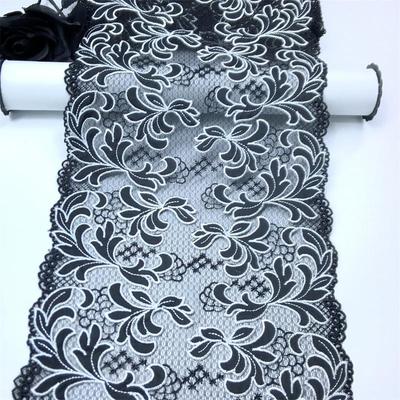 1m X 21cm Embroidery Tulle Lace, Two-tone Embroidered Net Sewing Fabric Lace for Dress, Lingerie, Bra, Underwear, Garment