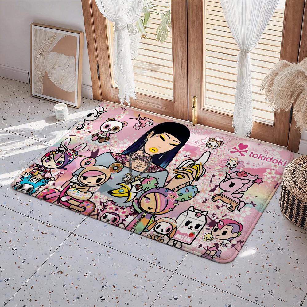 Character T tokidoki Floor Mat Eco Flannel Doormat Non Slip Odorless Indoor Floor Rug Soft Short Plush Home Mat