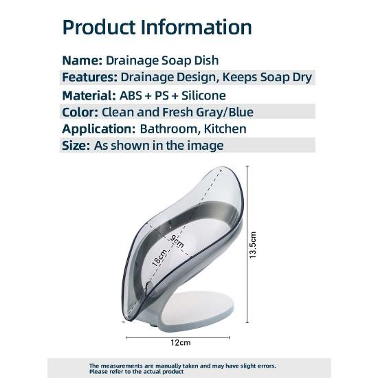 Multifunctional Drainage Soap Dish with Detachable Base ABS + PS + Silicone Grey/Blue for Bathroom & Kitchen