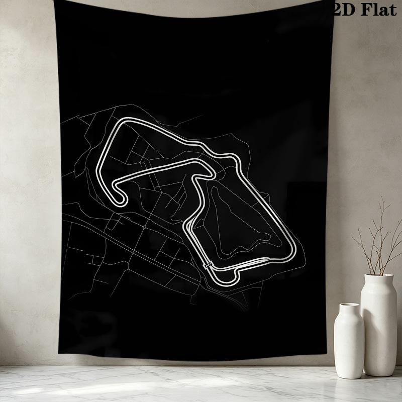 F1 Track Map Wall Tapestry Aesthetic Wall Hanging Printed Fabric Blanket Decorative Tapestries For Bedroom Living Room Home Decor
