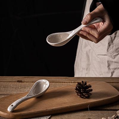 Contrast Color Small Spoon Brown Long Handle Ceramic Spoon For Soup, Spoon Porridge Spoon Spoon Dessert Ice Crack