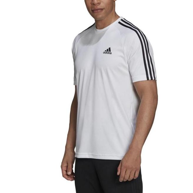 adidas Round Neck Striped Short Sleeve T-Shirt With Print Men Tops White H28900