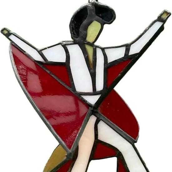 Dancing King Hanging Decoration Acrylic Hanging Ornament Stained Glass Style Spinner Sun Catcher for Garden Yard Window Decoration