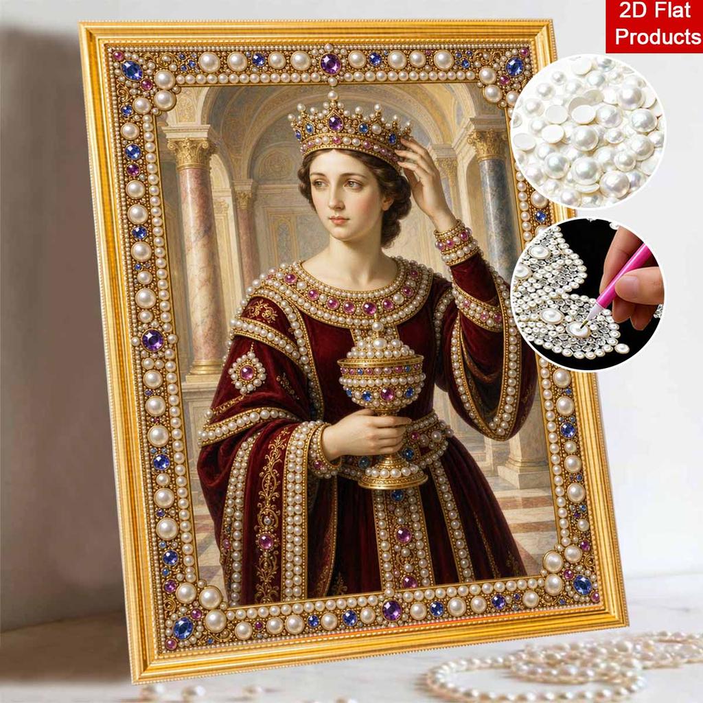 DIY 3D Pearl Diamond Painting Art Set Queen Crown Gemstone Portrait Home Decor Art Set Wall Art