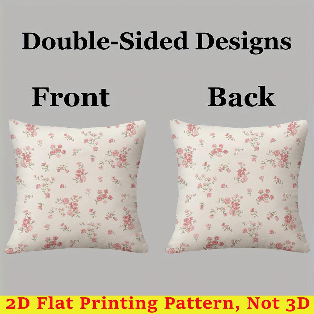 Cream Pink Flowers Square Jacquard Pillow Cover for Sofa Office Waist Cushion Cover Home Decorative Pillowcase
