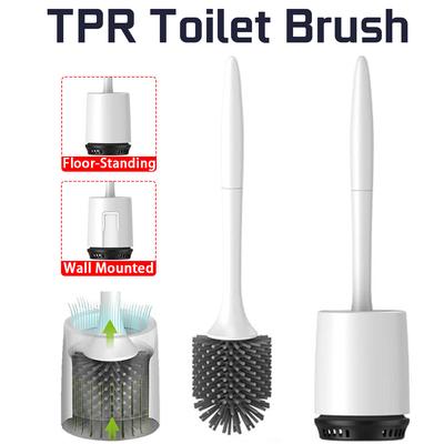 Non-Slip Handle Toilet Bowl Brush for Bathroom Wall Mounted//Floor Standing TPR Toilet Cleaning Bristle with Quick Drying Holder Hollow Suspension Drainage Holder n Toilet Brush and Holder Set