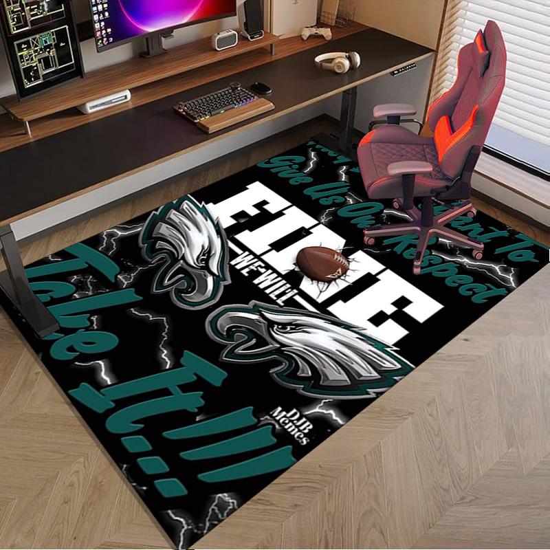 Philadelphia Eagles Nachtspiel Bereichsteppich für Büro, Stuhlunterlage, Dekorteppich Wohnzimmer Matte, Große Größe Fan Geschenke Weihnachtsgeschenke