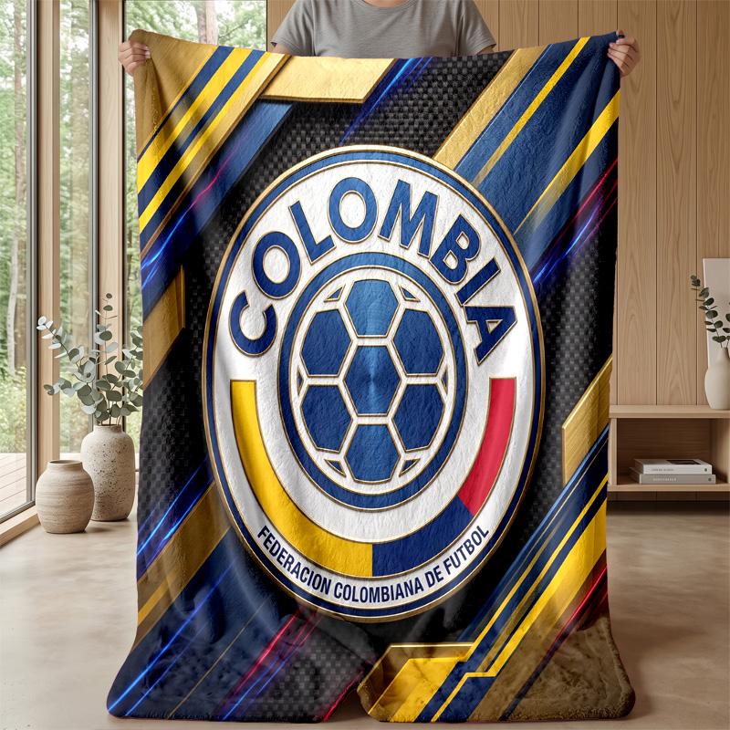 Colombia Football Printed Flannel Blanket Skin Friendly Warm Decorative Throw for Indoor Couch Bed Daily Use