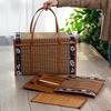 Folding Bamboo Woven Fruit Basket Handheld Handle Fruit Shopping Food Basket Picnic Food Storage Basket For Outdoor