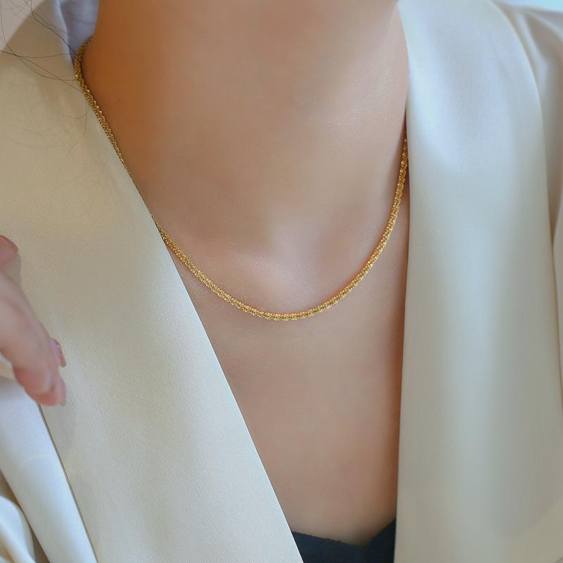 18K Gold Plated Titanium Steel Starry Sky Necklace with Sparkling Pendant