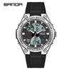 Sanda Trendy Waterproof Sports Watch - Minimalist Design with Dual Display for Students
