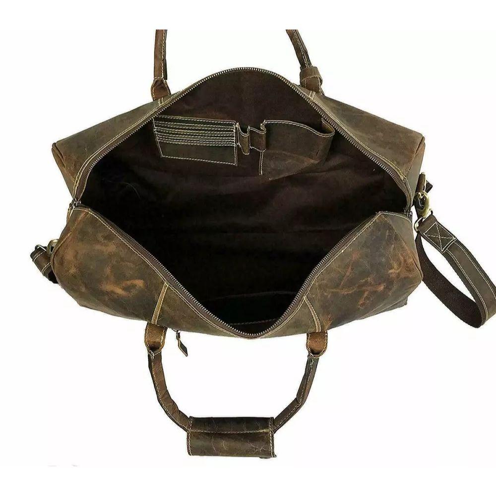 21" Handmade Buffalo Men Travel Luggage Gym Vintage Leather Duffel Luggage Bag