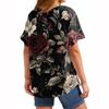 Women's Fashion Casual Short Sleeve Print Round Neck Pullover Top Blouse