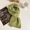 Autumn Knitted Pony Cute Wool Scarf for Women Thickened and Warm Korean Style Scarf Versatile Pony Embroidered Small Scarf