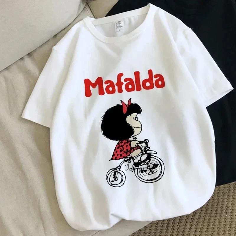 Harajuku Fun Cartoon Mafalda Kawaii Pattern Printed T-shirt Summer Cotton T-shirt Fashion Trend Top Harajuku Cotton Street Wear