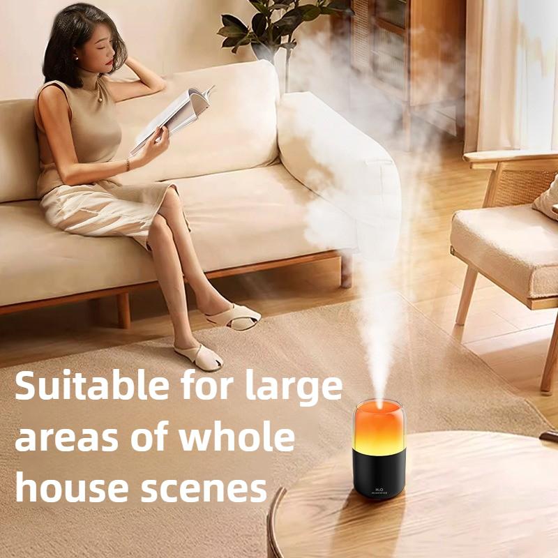 280mL Intelligent Simulation Flame Aromatherapy Machine Usb Mini Ultrasonic Humidifier Home Desktop Diffuser Flame Humidifier