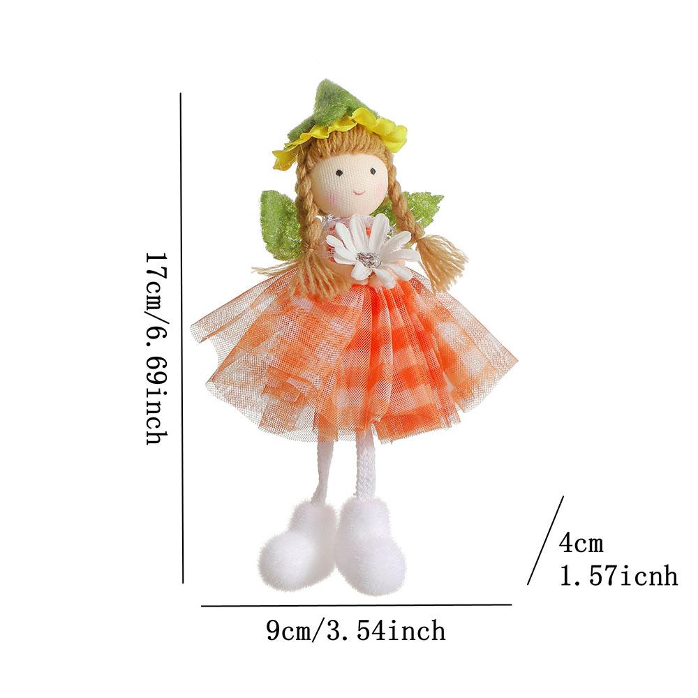Plaid Skirt Girl Pendant With Tulle Flower Spring Daisy Doll For Party Home Shopwindow Hanging Ornament Decoration Supplies