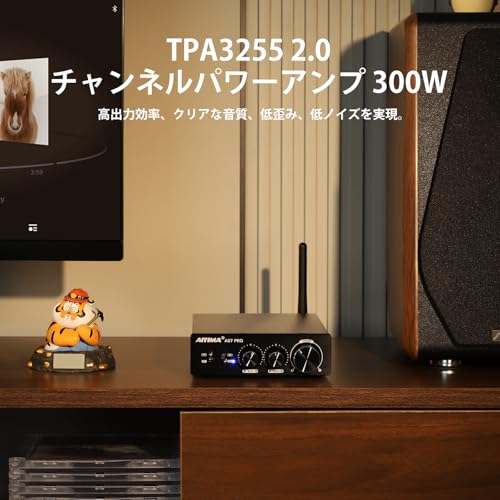 AIYIMA A07 PRO Desktop Amplifier, TPA3255+QCC304X+N5532*5, Bluetooth 5.2, Apt-X HD, 300W*2 Power Amplifier, HiFi Audio, Desktop Amplifier