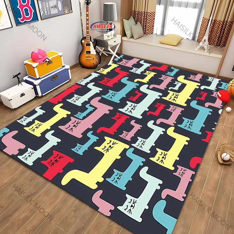 1pc Cat Splicing Pattern Washable Carpet, Abstract Style Indoor Mat, with Anti Slip Backing, LivingRoom, Bedroom, Home Decor Rug