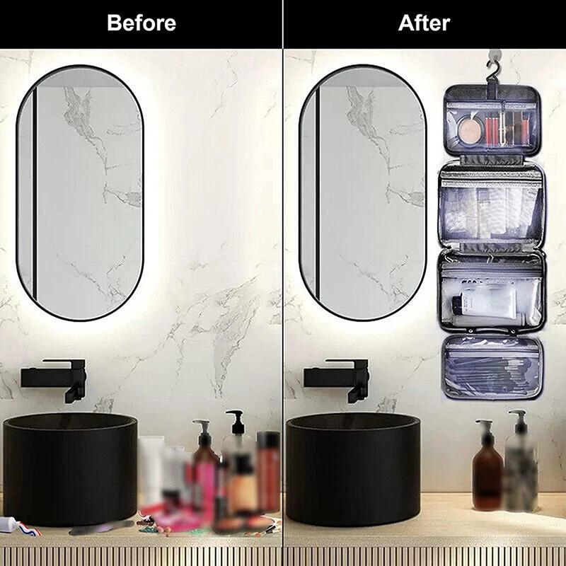 Waterproof Hanging Hook Toiletry Bag Large Folding Handbag Travel Makeup Cosmetic Razor Storage Organizer Case Bathroom Supplies