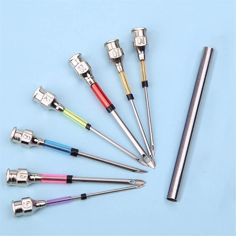 Punching Needle Tool Adjustable Wood Handle Punching Needle Embroidery Tool with 7 Size Punching Needle Tip and Threader