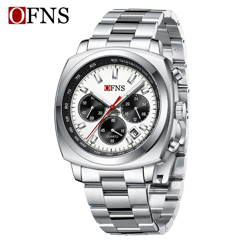 OFNS Men's Multi-Function Waterproof Quartz Watch - Business Edition with Calendar and Six-Hand Chronograph.