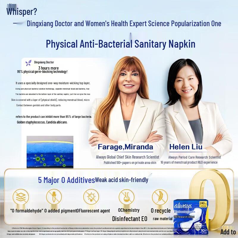 Whisper Future Sensing Liquid Sanitary Pads