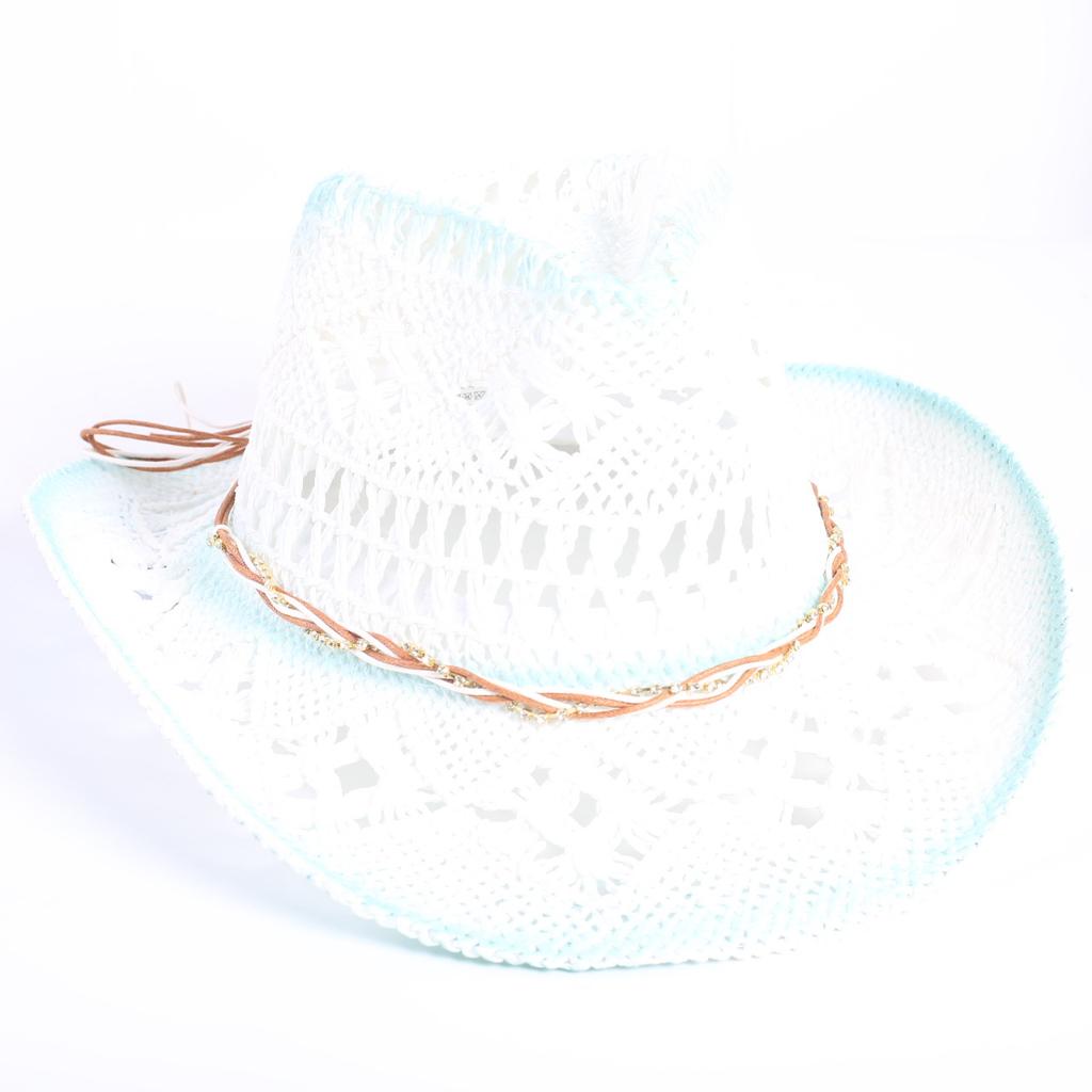 Popular sombrero de vaquero occidental hueco clásico europeo y americano, moda para hombre y mujer, sombrero de paja transpirable para vacaciones, protección solar
