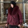 Women's Short Winter Jacket with Thick Fur Collar - European and American Style, Warm and Anti-Fur Design