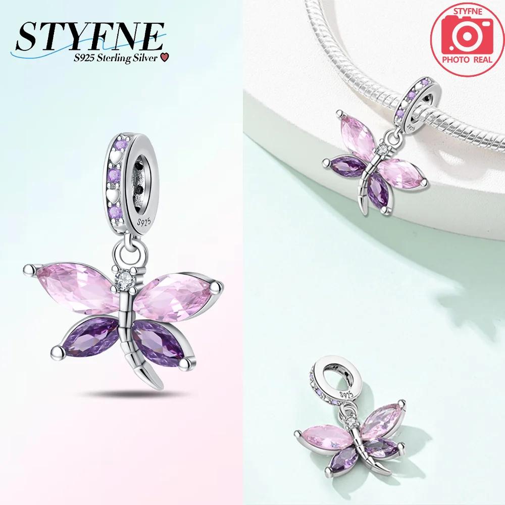 

Copper Original Charms Pink Butterfly Flowers Yellow Zircon Fireflies Bees Beads Fit Bracelet Women Jewelry Making Diy