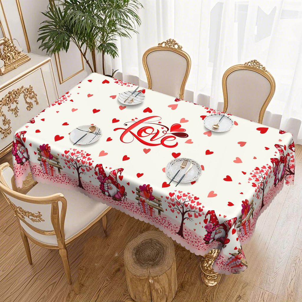 Valentine'S Day Love Tree Round Table Cloth, Red Powder Gradual Change Love Printing, Romantic Atmosphere Table Decoration Cloth Size