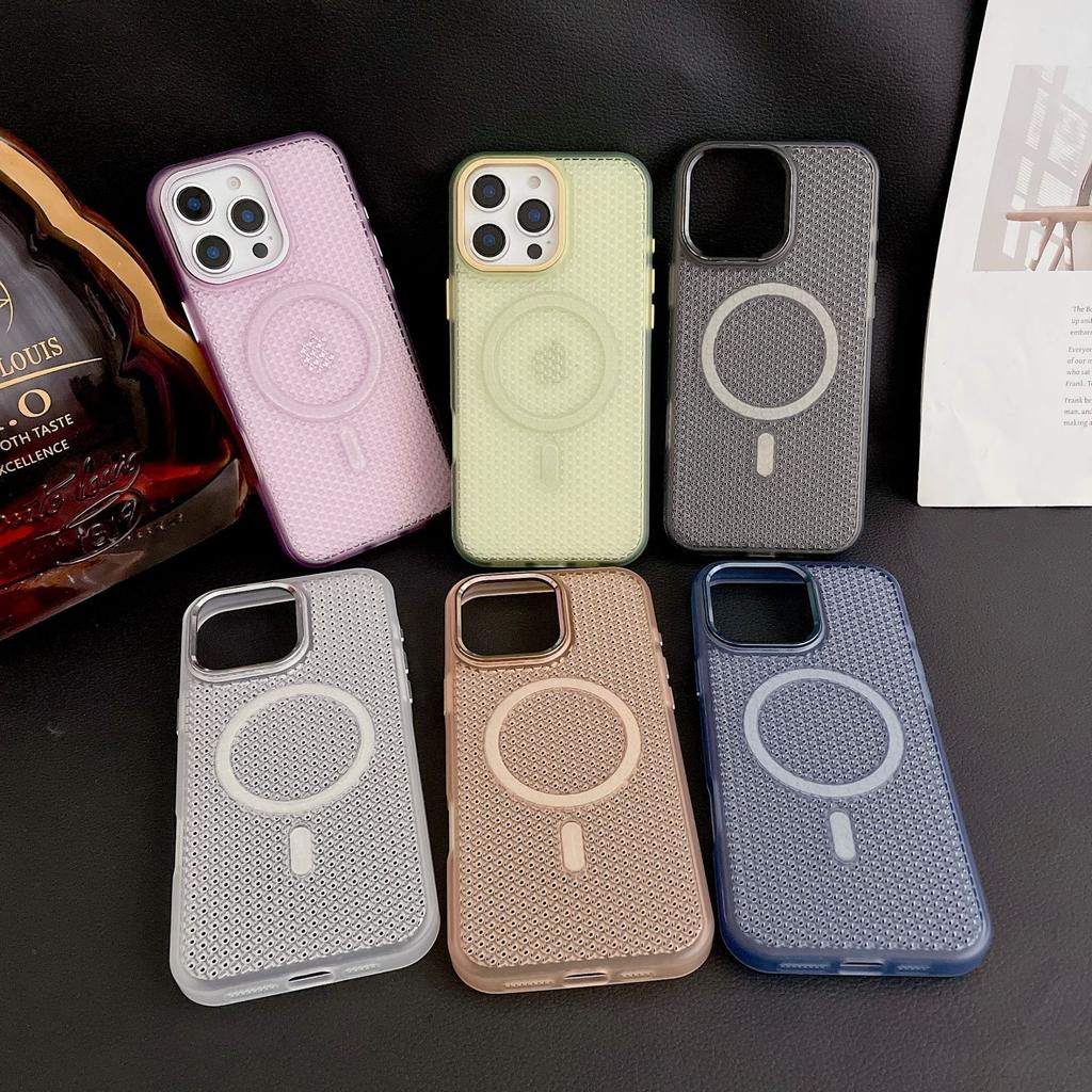 Applicable To Apple 16promax New Heat Dissipation and Breathable Mobile Phone Case iPhone15 Micro-skin-permeable Metal Lens 14