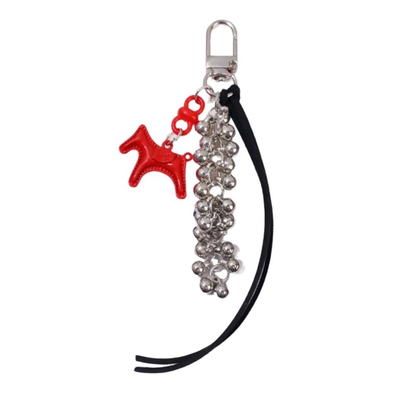 Leather Horse Bag Charm Pendant Car Keyrings Braided Rope Keychain Charm for Backpack Purses Handbags Decorations Gift