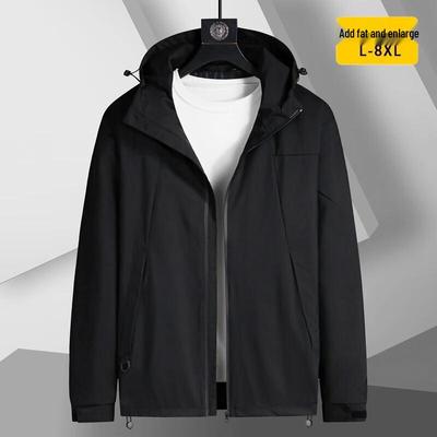 DIBINZE Men's Plus Size Outdoor Hooded Colorblock Jacket