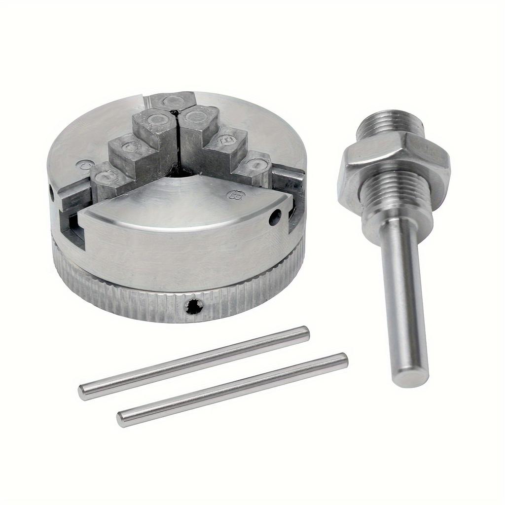 1set Z011 3-Jaw Lathe Chuck, Mini Lathe Chuck With Connecting Rod And Short Sticks, Self Centering Wood Turning Chuck, Power Lathe Accessory