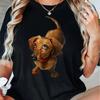 Women's Cute Puppy T-Shirt - Casual Crew Neck, Short Sleeve Top for Spring Summer, Stretchy Tee For Adult, Men, Women, Teen, Tee