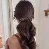 Retro Style Hairpin Stable Non-Slip Banana Clip with Pleated Fabric Wrap Leopard Plaid