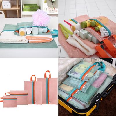 4pcs/set Travel Storage Organizer Bag Holiday Case Toiletry Clothes Mesh Storage Bag