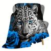 Snow Leopard Flannel Blanket – Ultra-Soft Blue Rose Design – Tear Resistant All-Season Throw – Contemporary Decor