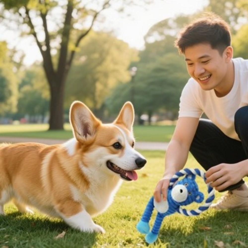 Funny Bite Resistant Dog Chew Knot Toy Animals Shaped Sounding Cotton Rope Pull Ring Cartoon Interactive Toys Training