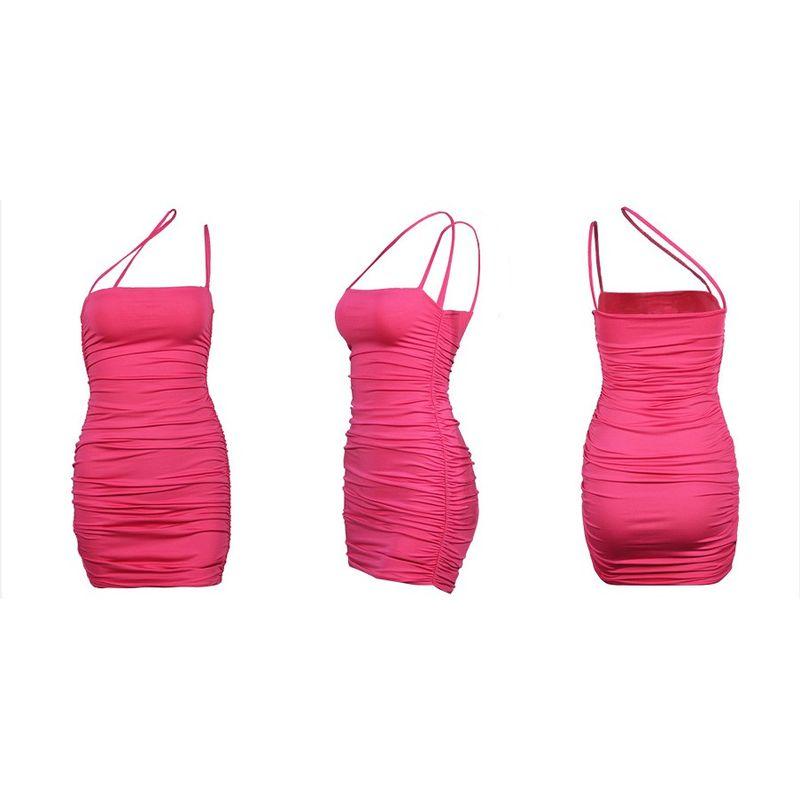 

Women s Ins Bright Color Ruched Slim Fit Dress Sling Phosphors L